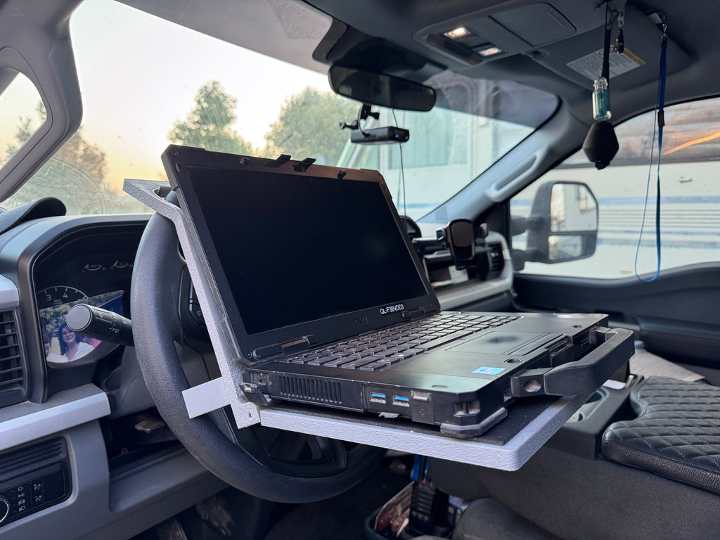 Folding Laptop Workstation, over the steering wheel