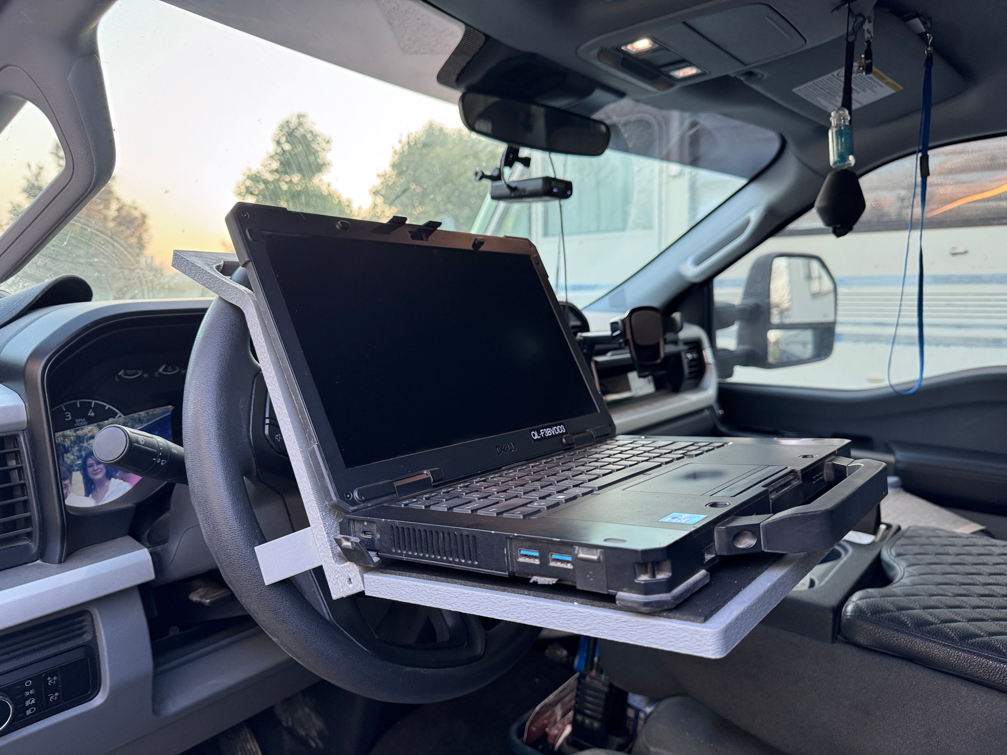 Folding Laptop Workstation, over the steering wheel